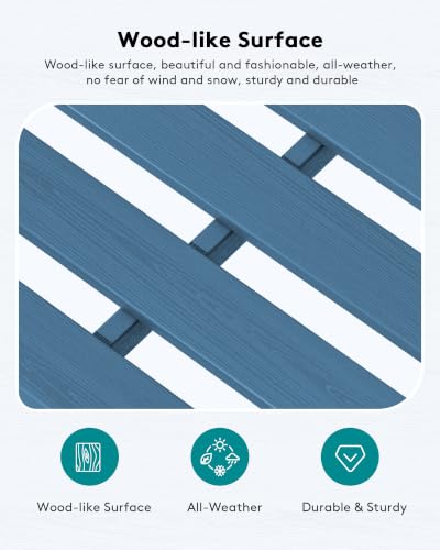 Image of SERWALL HDPE Outdoor Ottoman with Cushions for Outdoo Sofa | Blue Frame & Gray Cushions