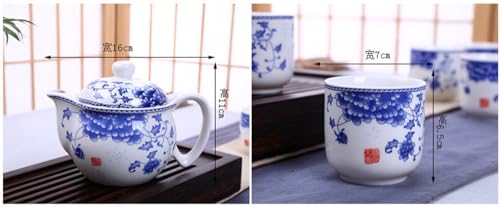 Image of Chinese Ceramic Tea Set,Porcelain Teapots With 6 Teacups,Kungfu Tea Service (peony)