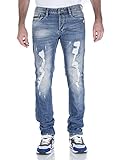 ausgewaschene Herren Jeans M.O.D Herren Leo Slim Fit Jeanshose, Blau (Freeport Blue DST. 1313), 30W / 34L