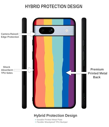 Image of Rainbow Design Premium 2D Printed Metal Back Case Cover for Google Pixel 7A 5G