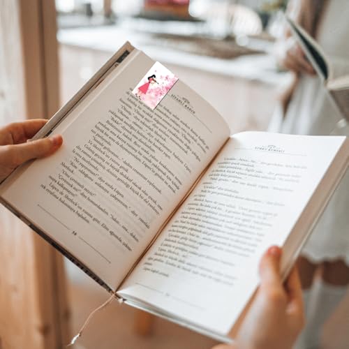 Image of Dia & Tia - 8 Elegant & Durable Themed Magnetic Bookmarks Set � Nature, Fantasy, Inspirational Quotes, and More | Perfect for Book Lovers, Students, and Gift Ideas (Floral, Large - 5x15 cm)