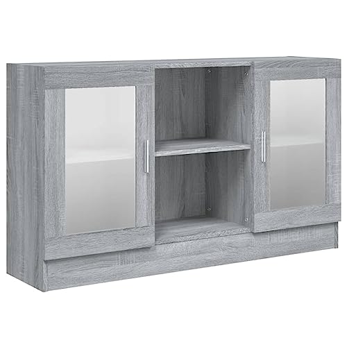 vidaXL Armoire à Vitrine Buffet Organisateur de Maison Meuble de Rangement Salle de Séjour Intérieur Sonoma Gris 120x30,5x70 cm Bois d'Ingénierie