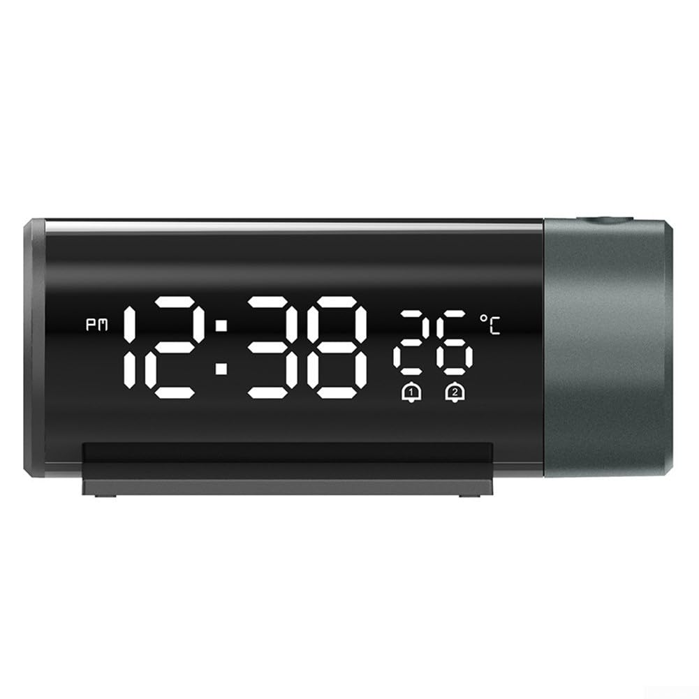 Orologio a proiezione per camera da letto, orologio digitale con proiettore a 180° sul soffitto con dimmer a 4 livelli, sveglia con data, temperatura, luce notturna, orologio elettronico ricaricabile