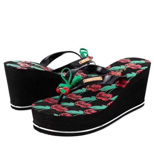 Image of Juicy Couture Women's Wedge Platform Flip Flops, Fashion Beach Sandals with Soft Footbed and Thong Style