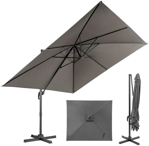 RELAX4LIFE Parasol Déporté Rectangulaire 3x3M, Parasol de Jardin ...
