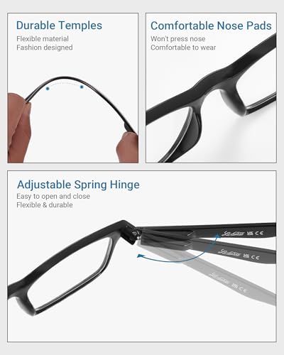 Image of LADEESSE 5-Pack Reading Glasses for Women - Blue Light Blocking Readers for Computer Eye Strain Anti-Glare Men Woman Reader Eyeglasses /W Spring Hinge Bluelight Glass Eyes Protection(Mix Color, 2.0)