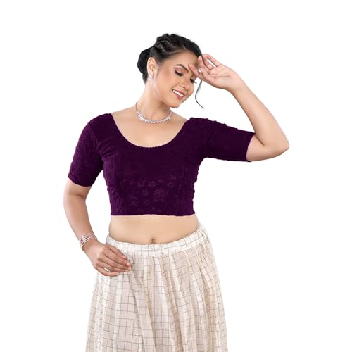 Image of Stay On Trend: Fashion Readymade Blouses for Women,Round Neckline Terry Jacquard Fabric.