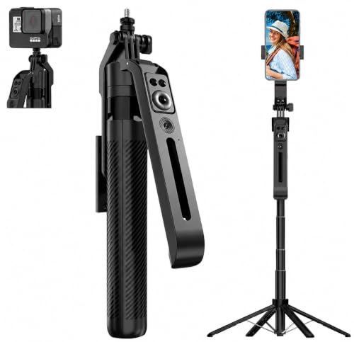 Image of Gismo AI Face Tracking Selfie Stick Tripod with 1800mAh Rechargeable Battery, Bluetooth Remote, 4-Leg Stable Stand, 360 Rotation, Extendable & Foldable Phone Holder for Android, Vlogging, Reels.