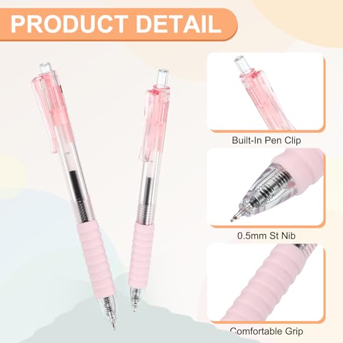 Conjunto de 6 bolígrafos retráctiles de tinta rosa 0.5 mm miniatura 3