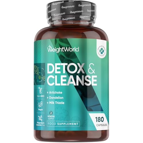 WeightWorld Detox & Cleanse - 180 Capsules - 2 Months Supply - Prebiotics & Probiotic Complex - Vegan Detox & Cleanse Supplements - Non-GMO & GMP-Approved - for Men & Women