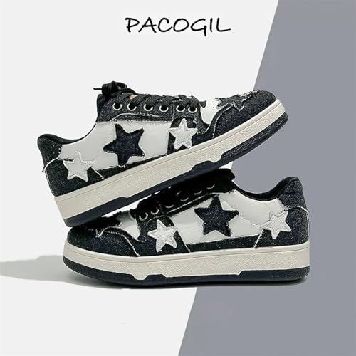 Exusiai Women's Star Chunky Shoes Fashion Cute Platform Lace-up Sneakers Y2K Breathable Dad Shoes Casual Outdoor Walking Size 53
