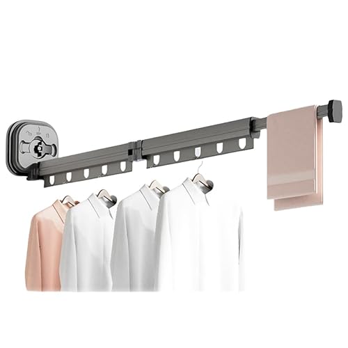 TAKEY折り畳み式吸盤物干し 吸盤タイプ 洗濯室ハンガーラック 洗濯物干し 室内室外回転折りたたみハンガーラック 物干しラック伸縮タイプ 隠し物干し 梅雨対策 服掛けラック 超強荷重 防風設計 回転 伸縮 壁掛け 隠し物干し 収納便利 (吸盤モデル(ガン