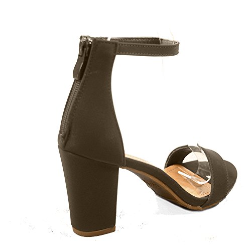 Top Moda Women's Hannah-1 Tan Single Band Chunky/Block Heel Sandal With Ankle Strap And Zipper Closure 8.5 D(M) Us #TOP3