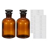 PATIKIL 2 Pack 125ml Frasco De Vidrio Para Reactivos Boca Estrecha Con Tapón Esmerilado Para Almacenamiento De Medios De Laboratorio Agua Reactivos Líquidos Color Marrón (4.4 Onzas)