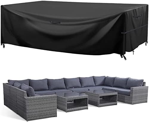 KDY Outdoor Patio Furniture Covers Waterproof Extra Large Set Table Rectangular with 4 Windproof Buckles No Tears Anti UV Fading (600D Oxford Fabric, 110 inchx80 inchx41 inch)