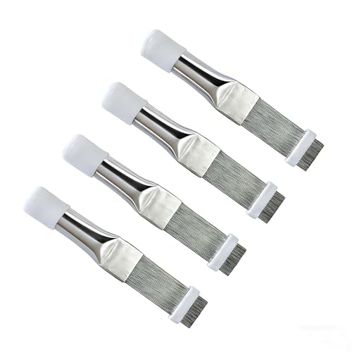 Ainiveiya 4-Pack AC Fin Comb Straightener – Air Conditioner Cleaner Tool for Condenser & Evaporator Coils, Includes Coil Brush for AC Unit Maintenance & Radiator Cleaning
