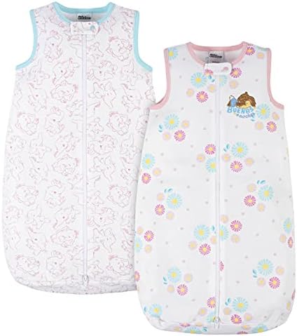 Canticos Unisex-Baby Girls' 2-Pack Wearable Sleep Bags, White, 6-9 Months