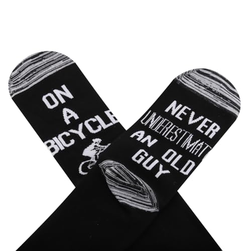 PYOUL 1 Pair Bicycle Lover Gift Never Underestimate An Old Guy On A Bicycle Socks Cycling Socks Biker Rider Gift Cyclist Socks - Image 4