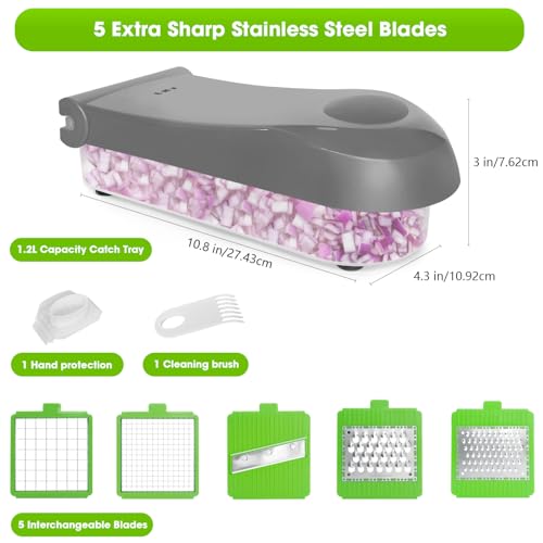 LHS Manual Food Processor Large Vegetable Chopper, 1003ML Pull String Chopper Garlic Mincer Onion Cutter for Veggies,Salad,Fruits, Nuts, BPA Free, WHITE