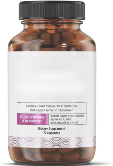Capsule di supporto per la menopausa per donne, alleviano le vampate di calore, supportano il metabolismo dei capelli, della pelle, della tiroide, 72 conteggi