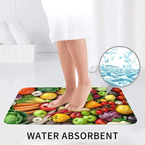 DEPILA Badezimmer 3-teiliges Badezimmerteppich-Set mit frischem Obst und Gemüse, 3-teiliges Badezimmerteppich-Set, Badematte + Kontur + Toilettendeckelbezug, rutschfeste Unterlage Sets – Bild 7