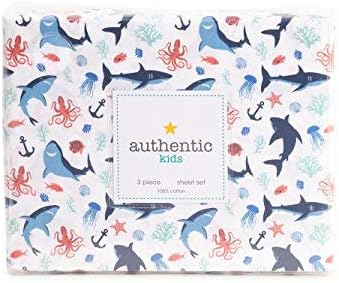 Authentic Kids Sharks and Sea Life Full Size Cotton Sheet Set
