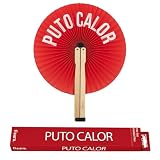Fisura – Abanico Plegable con mensje “P*to Calor”. Abanico Plegable Original de Papel. PAI PAI Rojo. Detalle de Boda para Invitados. Regalo Fiesta o Ceremonias.