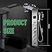 Shower Panel Tower System with Rainfall Waterfall Head and Adjustable Massage Body Jets LED Fahrenheit Temperature Display Handheld Sprayer Stainless Steel Nickel and Chrome Wall Mount Shower Panels