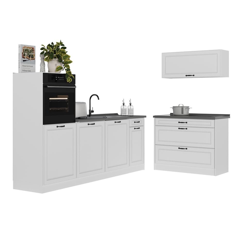Vicco Aneks kuchenny "R-Line", Biały rustykalny/Biały 220 cm