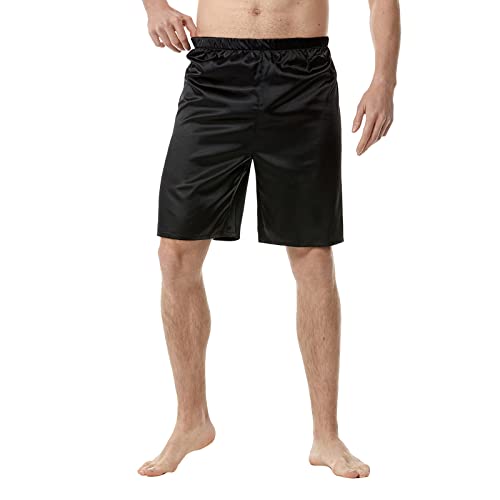 Mens Silk Satin Pajamas Shorts Nightwear Elastic Waist Comfy Casual Underwear Boxers Shorts Sleep Home Shorts Loungewear