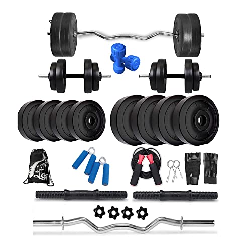 Image of BodyFit Home Gym Weight Lifting Adjustable PVC Dumbbells Exercise Sets (20 Kg), Multicolor