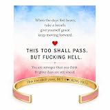 Your Always Charm This Too Shall Pass But F Hell Bracelet Inspirational Cuff Bracelet for Women, Funny Motivational Jewelry, Encouragement Gift for Her