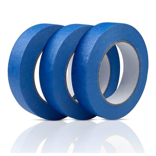 Fousenuk 3 Rollos Cinta Carrocero Pintura, 25mm×50m Pintor para Pintar, Masking Tape Cinta de Enmascarar Profesionales Papel Aislante Azul Fina Colores, Multisuperficie para Unir Juntas Rollo Cinta