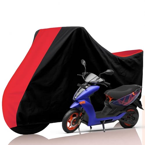 Image of All Weather Protection Two Wheeler Cover for Ather Energy 450 Apex, Scooter & Scooty | Anti Dust, 100% Water Resistance, Heat Resistant, UV Proof - Triple Stitched | (Black Top Red)