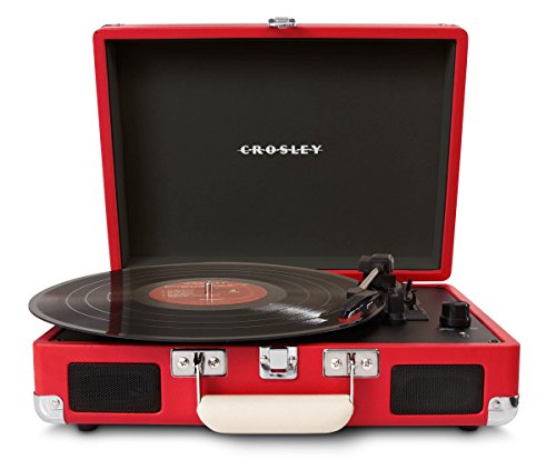 レトロなトランク型 ポータブルターンテーブル スピーカー内蔵 レッド Crosley【並行輸入】