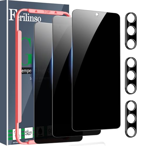 Ferilinso 3 Pack Privacy Screen Protector for Samsung Galaxy S26 Plus 9H Military-Grade Shatterproof Tempered Glass Easy installation Fingerprint Compatible Case Friendly Camera Lens Protector