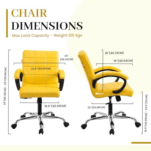 Image of GOYALSON Comfortable Revolving Office Chair Adjustable Swivel Chair with Padded Seat & Backrest for Home Office (1, Yellow, Standard)