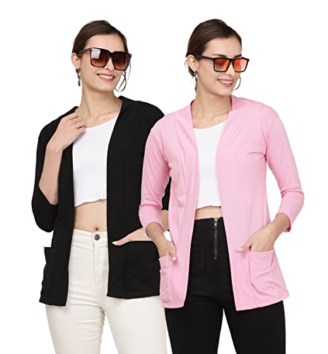Image of Women's Cotton Shrugs with Pockets, Summer Shrugs for Ladies, Pack of Two