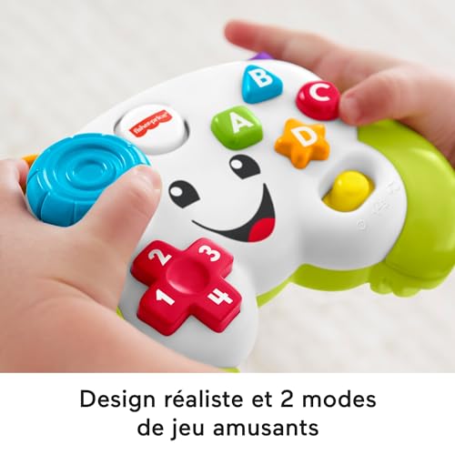 Fisher Price Jouet Rires et Éveil pour bébé et Tout Petit Manette de Jeu et d’Apprentissage Faux Jeu vidéo avec Musique et lumières à partir de Version française HXB63 - vue 4