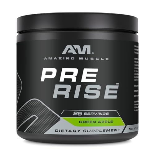 Image of Amazing Muscle Pre Rise | Pre-Workout Powder Supplement with Caffeine & Beta-Alanine for Men & Women | 25 Servings (25 Servings, Green Apple)