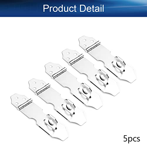 Image of Hasp Staple Padlock Latch, 128mm Length,Stainless Steel Furniture Cupboard Door Stainless Steel Silver Tone 5Pcs
