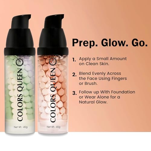 Image of Colors Queen 3 in 1 Facial Primer - 01 Orange, 40g | Lightweight, Long Lasting & Highly Moisturizing Formula | Long Lasting Primer for Face Makeup