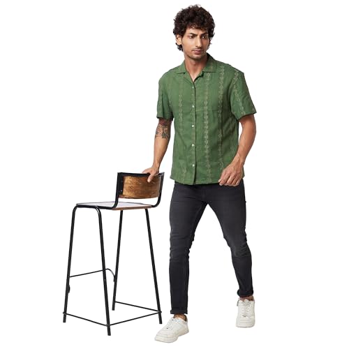 Image of Spykar Solid Half Sleeve Regular Fit Shirt for Men