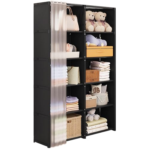 La Mejor Selección de Armarios para ordenadores de esta semana. 50 DGSLTC Armario de Almacenamiento de Doble Fila y Seis Niveles con Cortina Antipolvo para organizar la Ropa, Unidad de Almacenamiento portátil y versátil para Mantener tu Espacio...