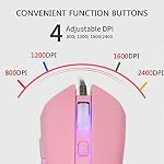IULONEE Type C Wired Mouse Silent Computer Mouse Optical Gaming Mice Ergonomic 7 LED Backlight 2400 DPI 6 Buttons for Office Windows PC,Laptop,Desktop,Notebook,MacBook (Pink)