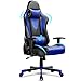 BASETBL Chaise Gaming, Fauteuil Gamer, Siège Gaming Ergonomique, avec Support Lombaire, Appui-Tête, Mécanisme Basculent 360° Pivotant, Chaise Gamer en Cuir PU, Charge Max 150 kg, Bleu et Noir
