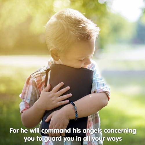 Patriotic Christian Cross Bracelet - Adjustable Blue Tiger Eye Beads Bracelet Faith Jewelry Gift for Students & Young Professionals Men with Scripture Card3