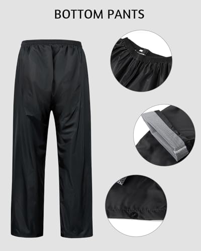 KTWOLEN Regenanzug für Herren Winddicht Regenjacke mit Kapuze Reflektierender Regenmantel mit Regenhose Wasserdicht Arbeits-Regenbekleidung, Grün, XL