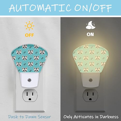 Image of Night Light Raccoon Plug-in LED Dusk-to-Dawn Sensor Soft Night Lamp,Suitable for Home Bedroom Bathroom Hallway Stairs