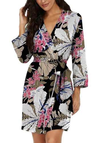 Image of PrinStory Womens Robe Knee Length Soft Knit Bathrobe S-2XL